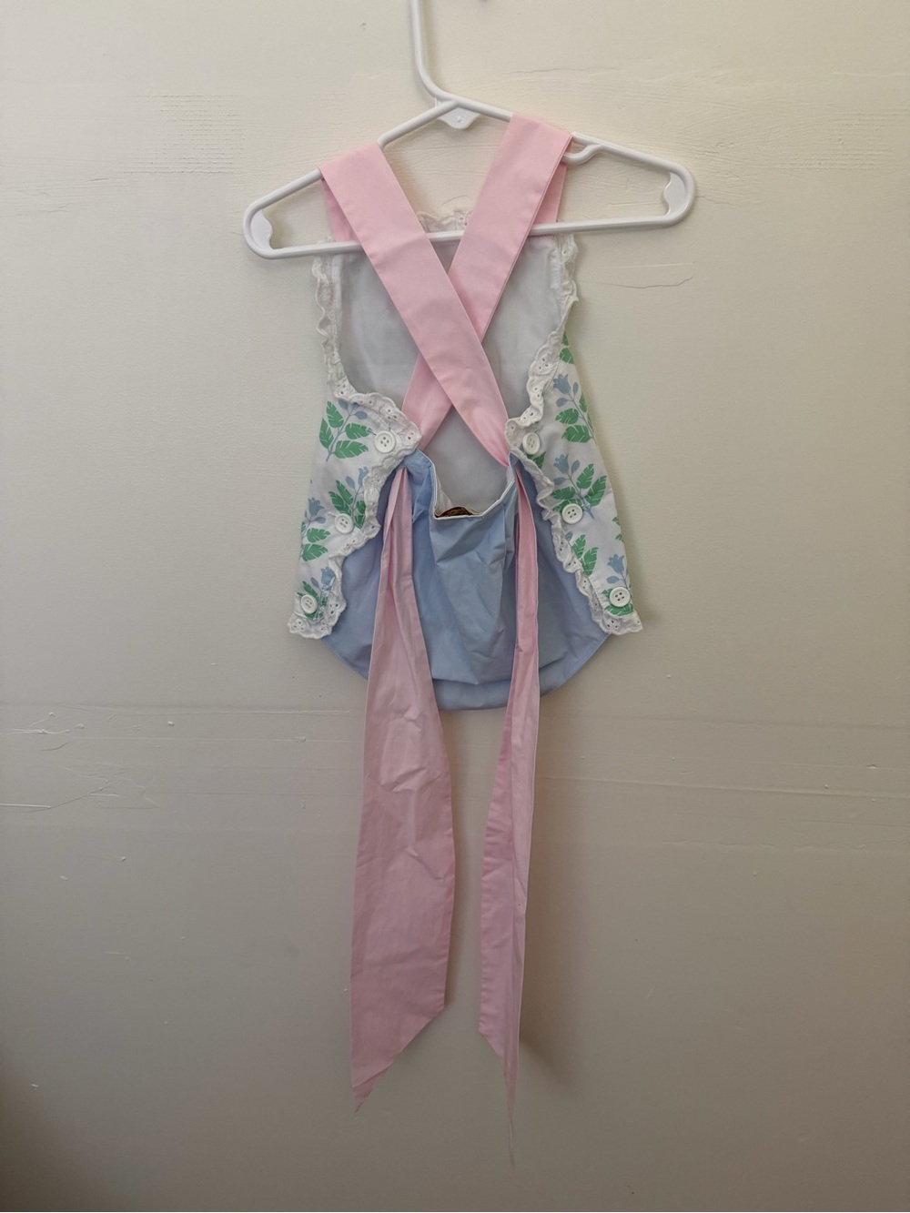 The Beaufort Bonnet Company Pink and Green Leaf Print Girls One-Piece - Picture 2 of 2